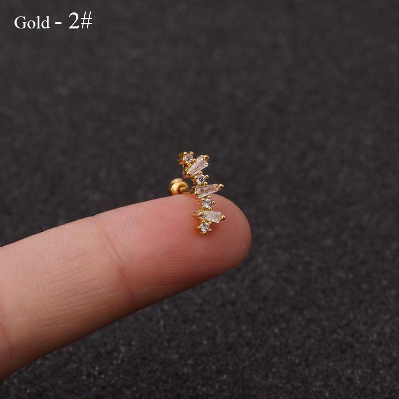 Free Shipping Curved Cz Cartilage Stud Helix Rook Conch Screw Back Earring 10g Stainless Steel Ear Piercing Jewelry