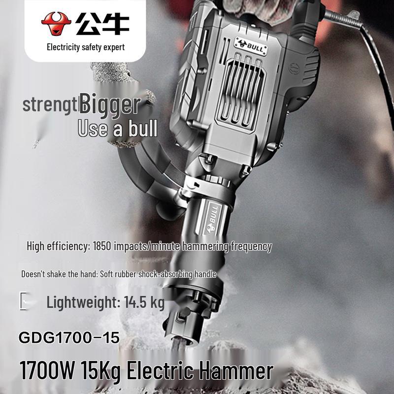 BULL Industrial Electric Demolition Hammer CN Plug (adapter Included)