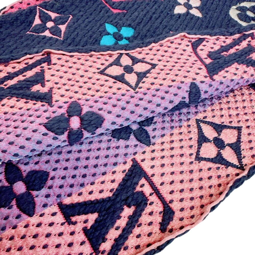 LOUIS VUITTON M70899 Rainbow Monogram wool Escalp Logo Mania Scarf Navy wool Used