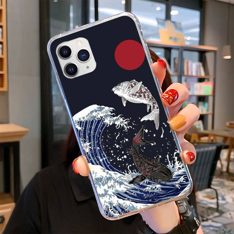 Chinese Koi Fishes Phone Case for iPhone 11 12 13 Mini Pro Max 8 7 6 6S Plus X 5 SE 2020 XR XS Case Shell