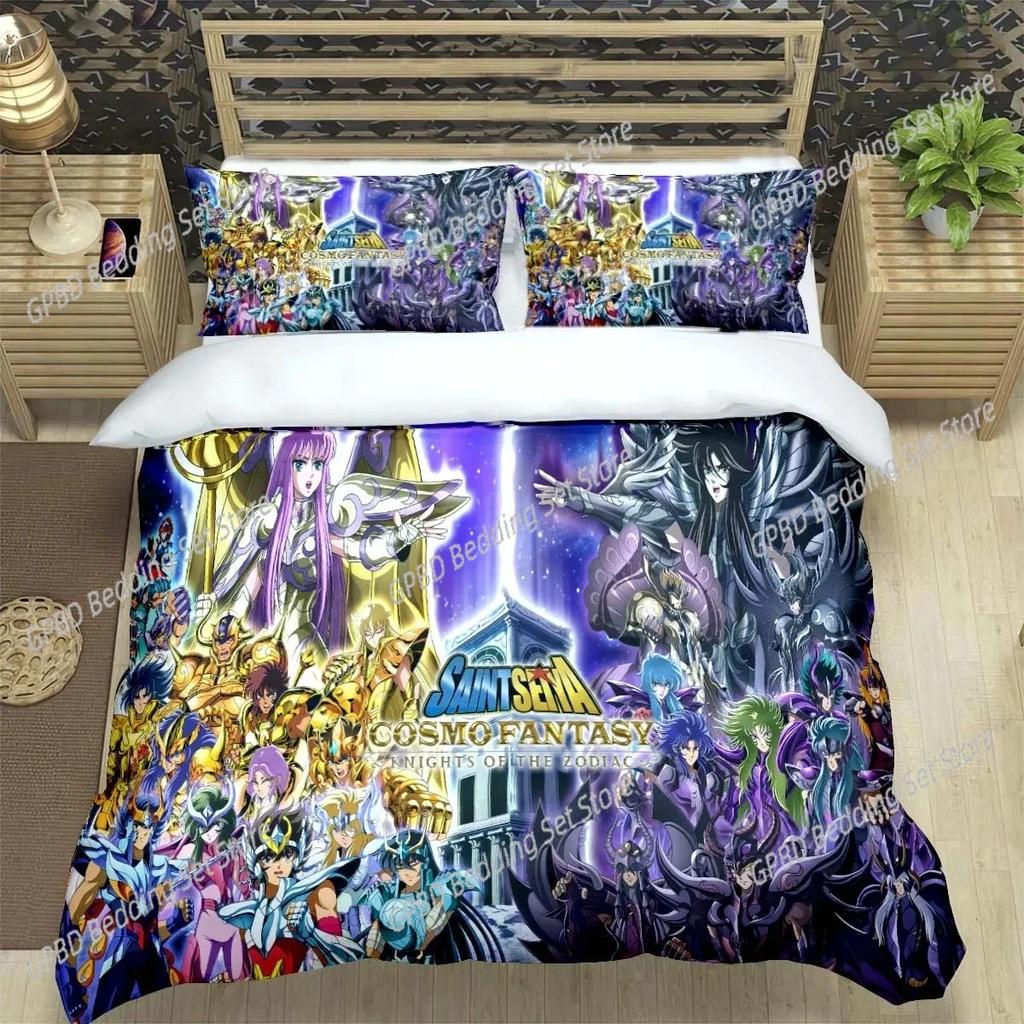 Comforter Saint Seiya 3D Bedding Set Black Comforter King Queen Size Polyester