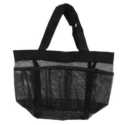 Tragbare Netztasche für den Strand, durchsichtige Reise-Kosmetiktasche für Baden, Schwimmen, Schwarz