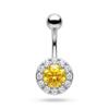 Hypoallergenic Belly Button Ring 316 Stainless Steel Shiny Zircon Fashion Navel Piercing Jewelry for Summer Beach Vacation