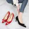 Fashion Pointed Head Shallow Mouth High Heels To Work Daily Suede Women's Single Shoes Thin Heel Rhinestone Women's Shoes One Piece