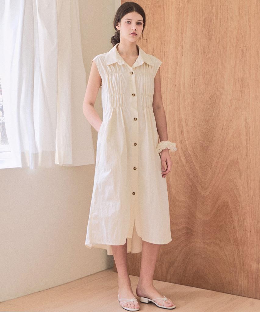 Slow Lolly Pintuck String Sleeveless Dress_2 Colors