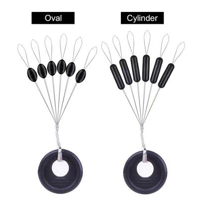 60pcs/Set Black Rubber Stopper Oval Fishing Line Space Beans Fish Bobber Floats