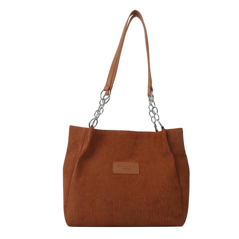 Corduroy large-capacity bag women's shoulder bag niche design commuter satchel popular velvet tote