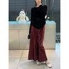 Acetate Satin Fishtail Skirt Femininity Simple Drape Thin Buttocks a Word Medium and Long Skirt