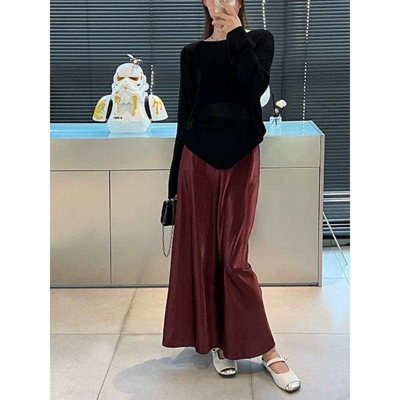 Acetate Satin Fishtail Skirt Femininity Simple Drape Thin Buttocks a Word Medium and Long Skirt
