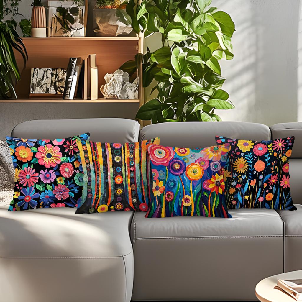 Abstract Flowers Cushion Pillowcase Printed Polyester 45X45Cm Throw Pillowcover Decorative Sofa Cushion Pillowslip Home Decor