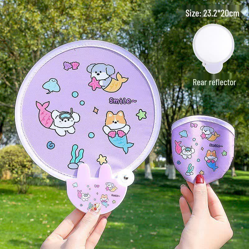 LIEI Children s Portable Round Fabric Folding Fan