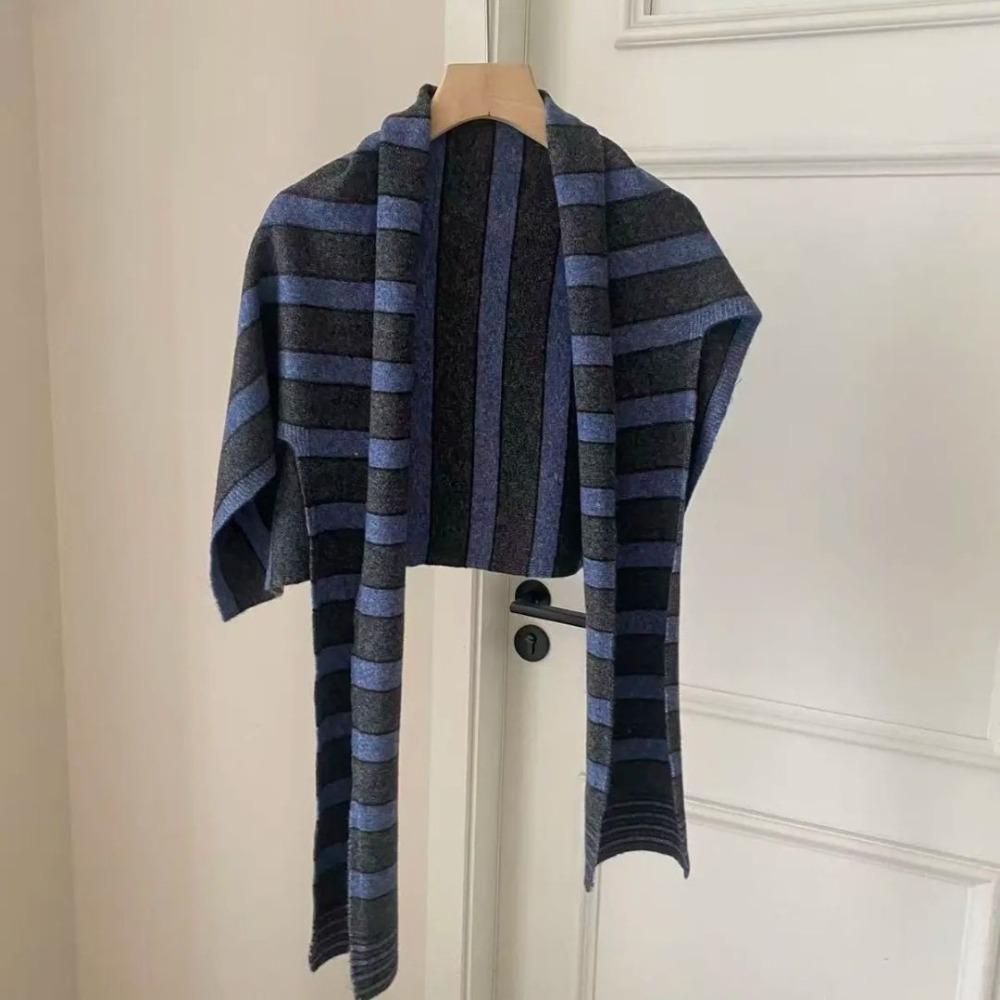 Cloak T-Shaped Striped Shawl Retro Large Wraps Retro Large Scarves Women