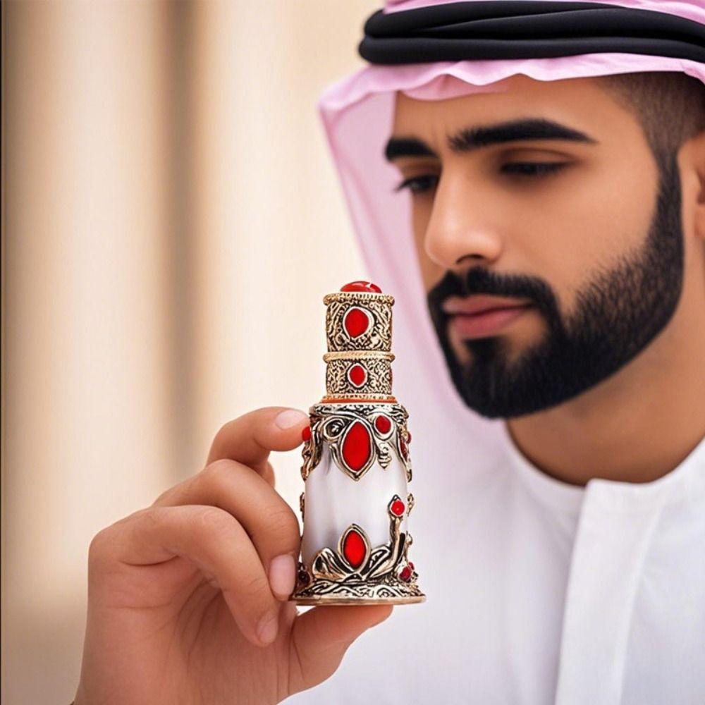 Flacone Ricaricabile per Oli Essenziali da 15ml Stile Retro Stile Arabo Lega Vetro Flacone per Sottoconfezionamento Contenitore in Vetro Anticato Medio Orientale