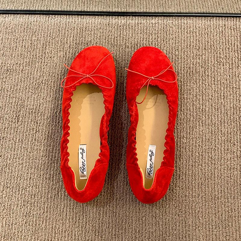 

Fashion Fashion Slip On Women Flats Shallow Shoes Soft Casual Female Butterfly-Knot Footwear Round Toe Ladies Flats With Shoes 35 красный