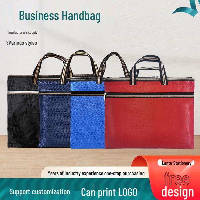 Waterproof Oxford A4 Tote: Large Capacity Document & Conference Briefcase with Zipper.