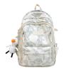 School bag for female junior high school students, simple and versatile printed bear niche design, college student computer backpack tide