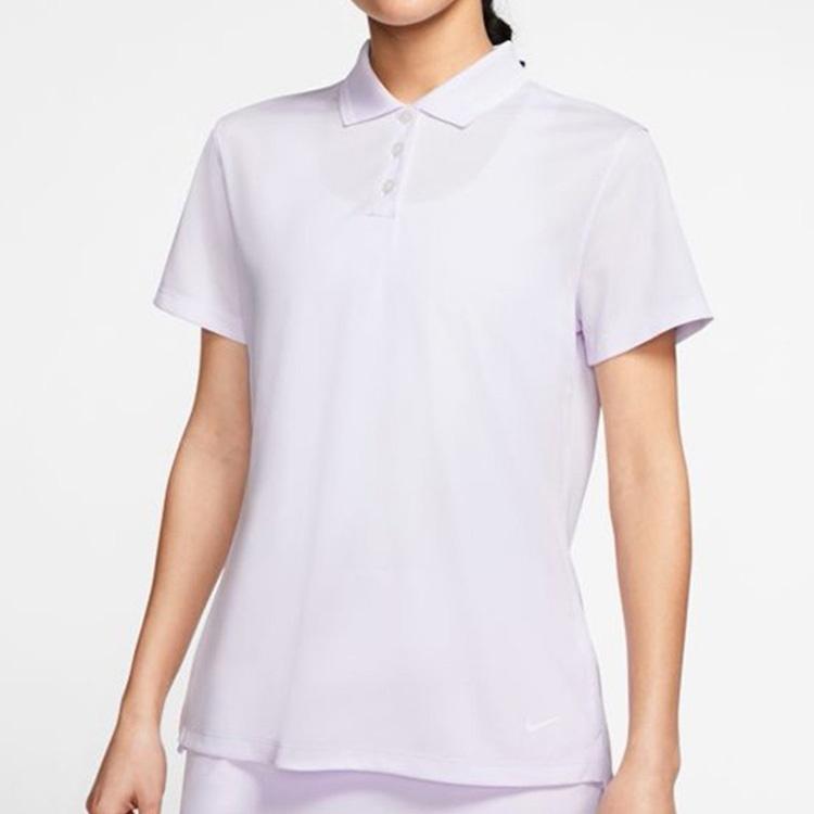 Nike Dri Fit Polo Shirts Women's Light Purple Polo Collar Moderate Straight Fit BV0218-509
