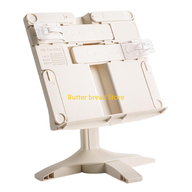 

W89C Folding Bookstand Angles Height Adjustable Reading Book Holder Cookbooks Stand with Page Clip for Textbook Music Scores
