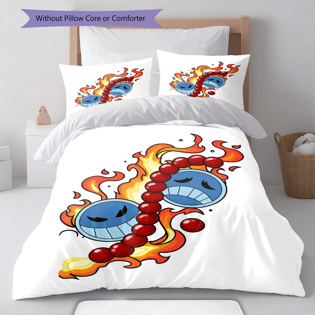 Anime One Piece Pattern Bedding Quilt Set Quilt Cover Pillowcase Home Birthday Gift(1 * Duvet Cover + 2 * Pillowcase, Without Core)