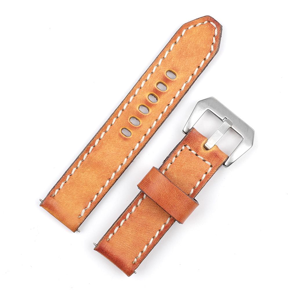 Retro Handmade Cowhide Leather Watch Strap 18mm 20mm 22mm 24mm Men Replacement Watch Band Wrist Bracelet Coffee Blue Tan