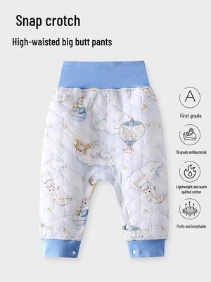 High Waist Cotton Blend Baby Warm Pants for Boys & Girls - Belly Protection Underwear for Spring, Autumn, Winter