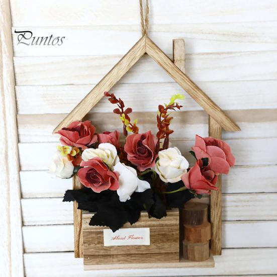 Rustic Home Wall Decoration Wooden Planter, Creative Hanging Flower Pot Basket for Indoor Plants Natural Wood Faux Flowers, Decor Living Room Balcony