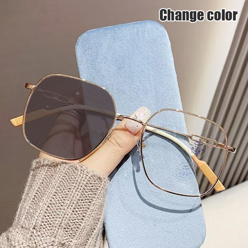 

Металлическая оправа с защитой от синего света, компьютерные очки для женщин и мужчин, квадратные очки, оптические очки, очки для зрения, очки с изменяющими цвет линзами золотой