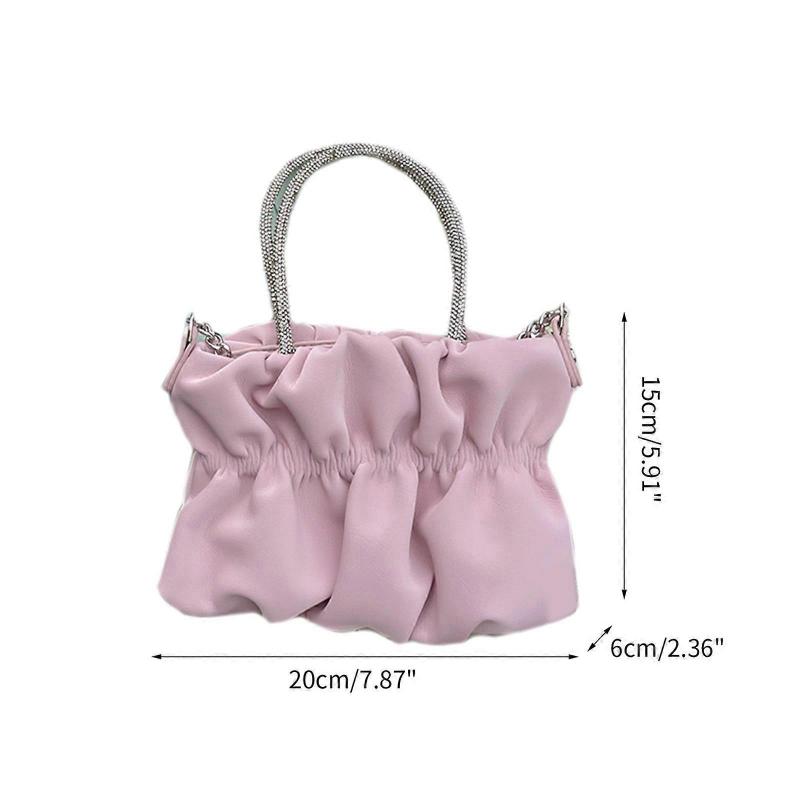 Fashion Pleated Crossbody Bag for Women Chain Shoulder Bag All-matching Messenger Bag Ladies Cloud Bag Small Square Bag  Purple