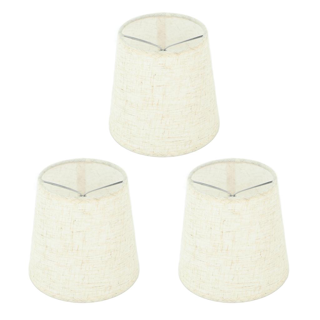 3Pcs Lampshades Hand Crafted Natural Linen Stylish Dustproof Barrel Chandelier Shades For Table Lamps and Floor Light