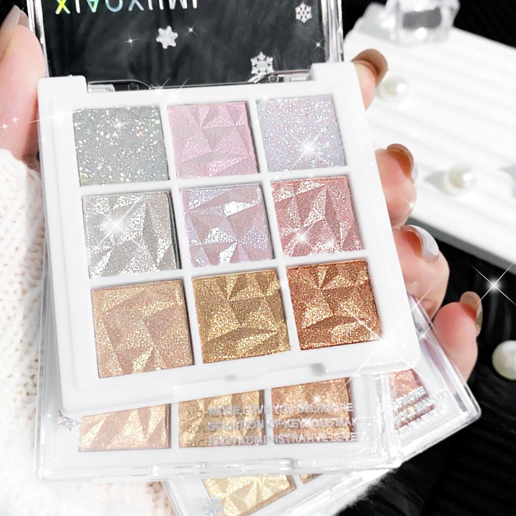 Nine- Fine Glitter Eyeshadow Palette Pearlescent Fine Glitter Lasting Highlight Eye Highlights