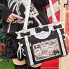 Japanese Sweet Women Ribbon Ita Bag Fashion Large Capacity Tote Bag Aesthetic Shoulder Bag Cute Lolita Girl Transparent Handbags