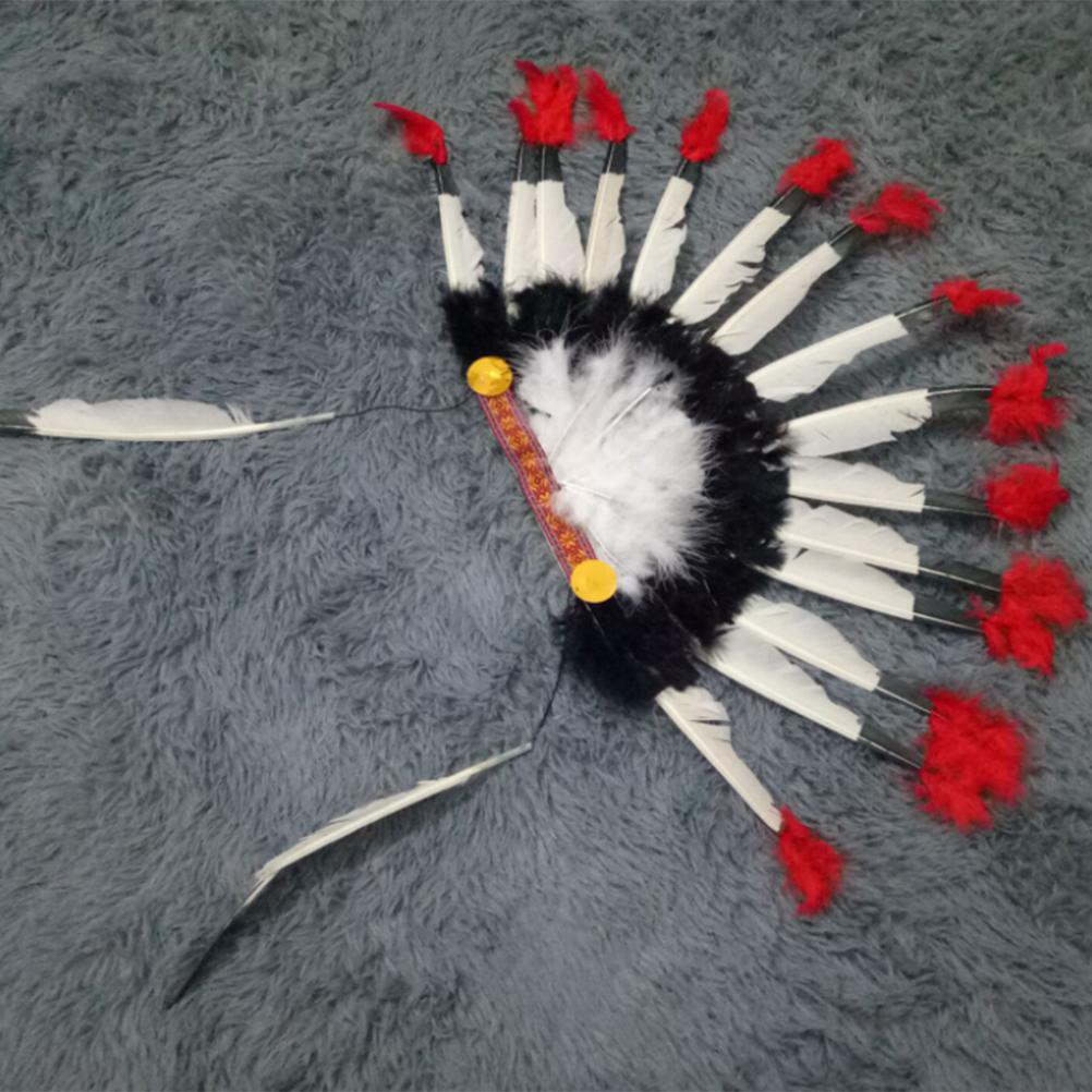 Native American Chief Headdress Cosplay Indian Costume Artificial Feather Head Dress Headpiece