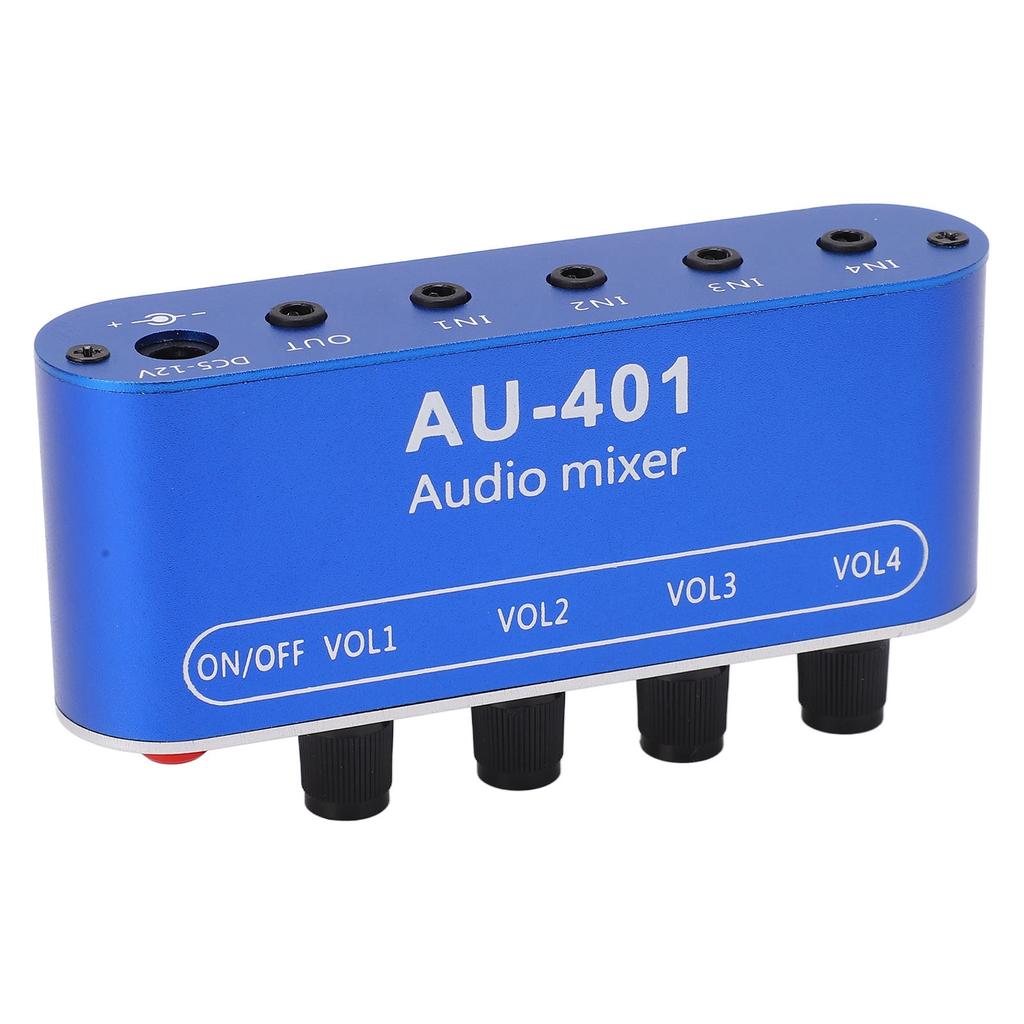 4 Input 1 Output Audio Mixer Stereo Mixing Board Headphone Amplifier DC 5‑12V 3.5mm Jack