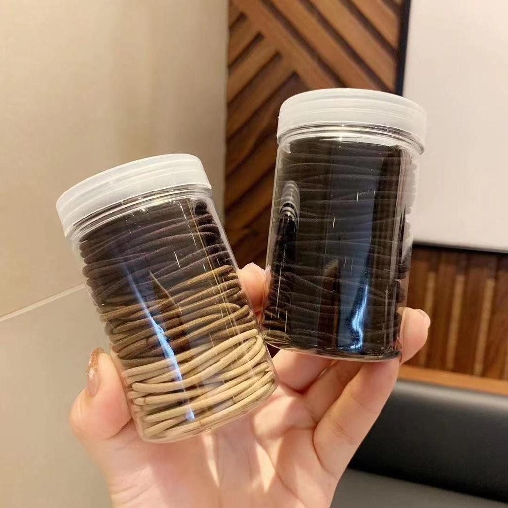 Korean Style High Elasticity Rubber Bands: 100-Piece Pack for Simple, Versatile High Ponytails—No Hair Damage.