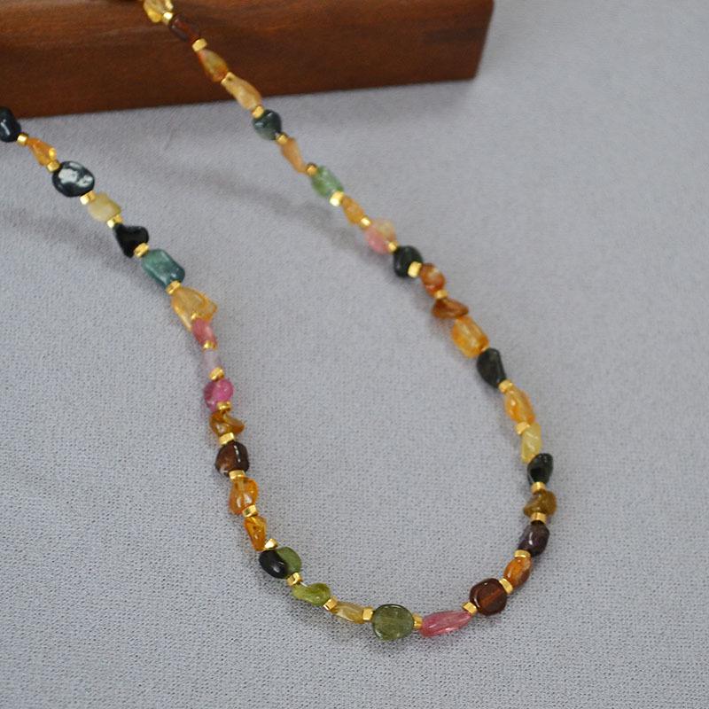 

Неправильное красочное ожерелье из бусин турмалина в форме желейных бобов для женщин