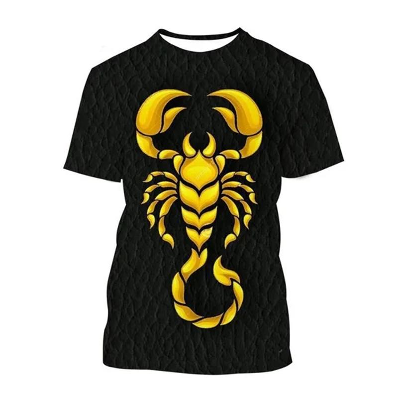 New summer Scorpion 3D printed T-shirt for men and women, animal fashion, round neck short sleeved, oversized Harajuku T-shirt