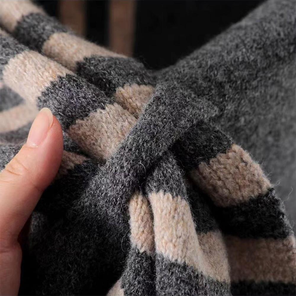 Warm British Triangle Scarf Knitted Shawl Wrap Retro Triangular Scarf  Winter