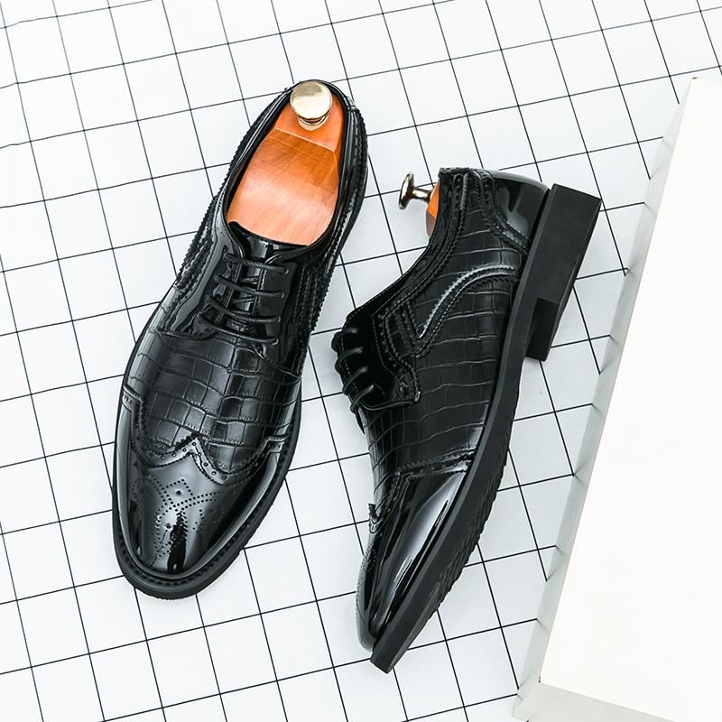 Fashion Derby Shoe Designers Men's Shoes Casual Leather Footwear British Style Business Formal Shoes Lace-up Flat Oxford Evening Dresses
