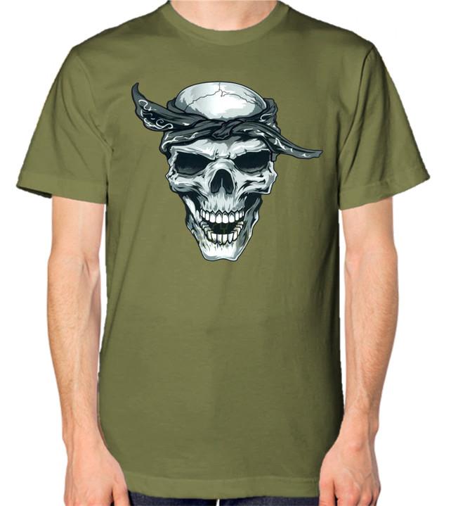 Skull Bandana T-Shirt Men Women Unisex Rock N Roll Top S разноцветный
