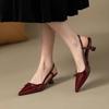 French Soft Leather Pointed Patent Leather Bag Head Sandals Women's Summer 2025 New Fairy Style Retro Versatile Stiletto Empty Shoes
