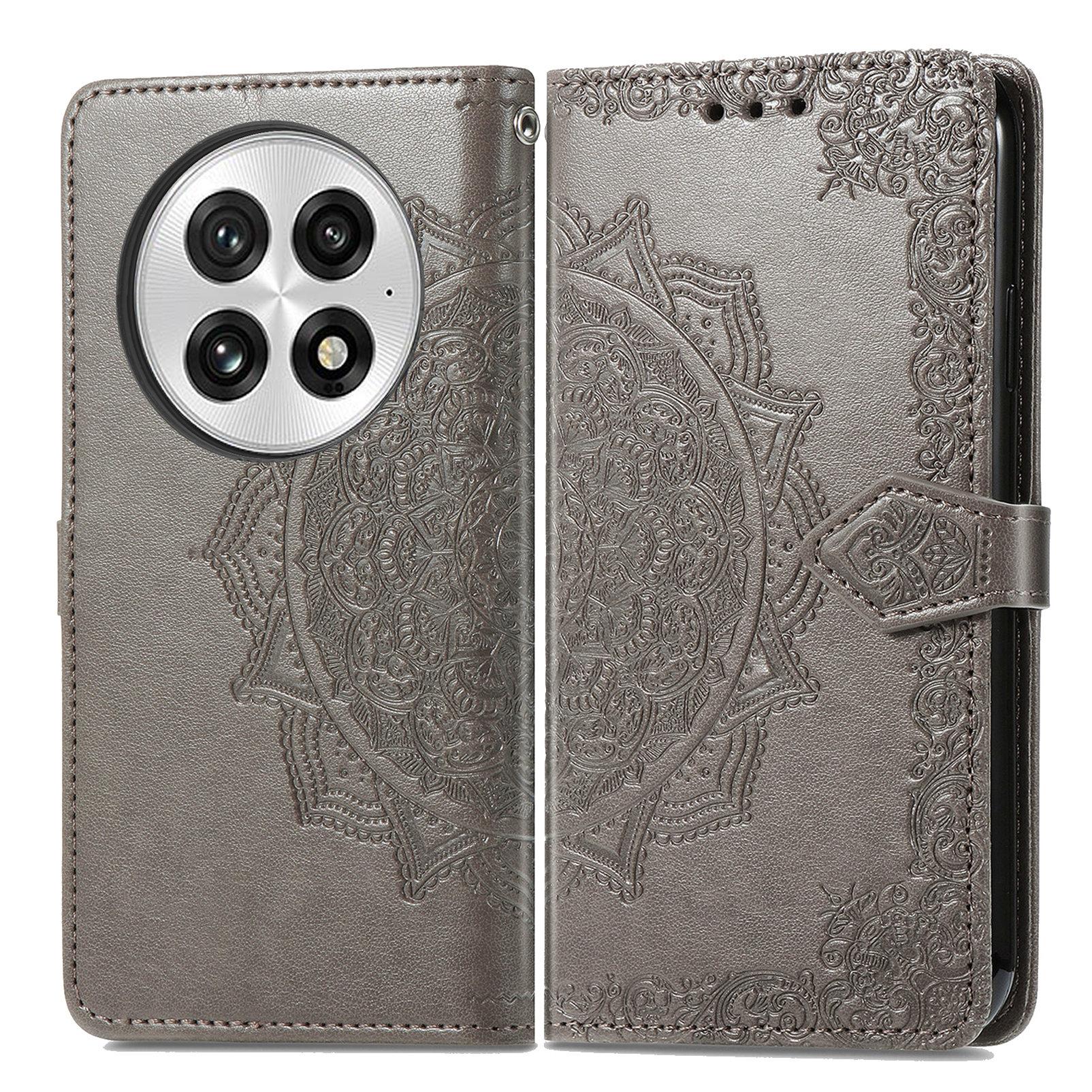 

For OnePlus 13 Wallet Case Mandala Flower Leather Phone Cover Stand Rose Gold