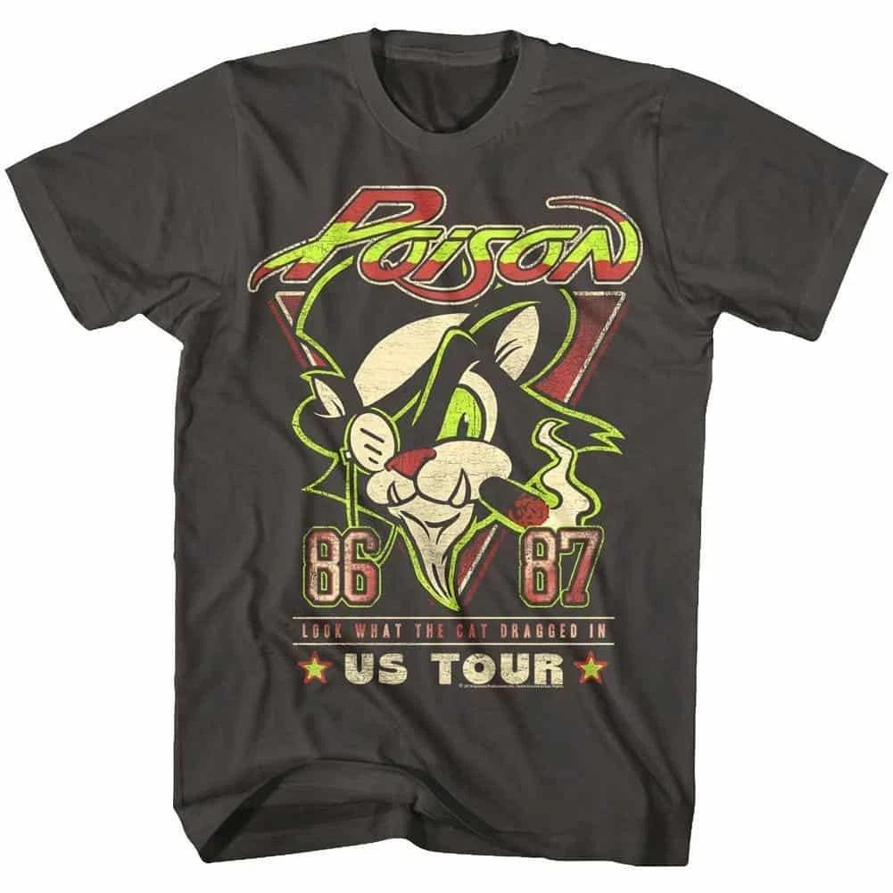 Poison Look What The Cat Dragged In USA Tour 1986 Men s T Shirt XL
