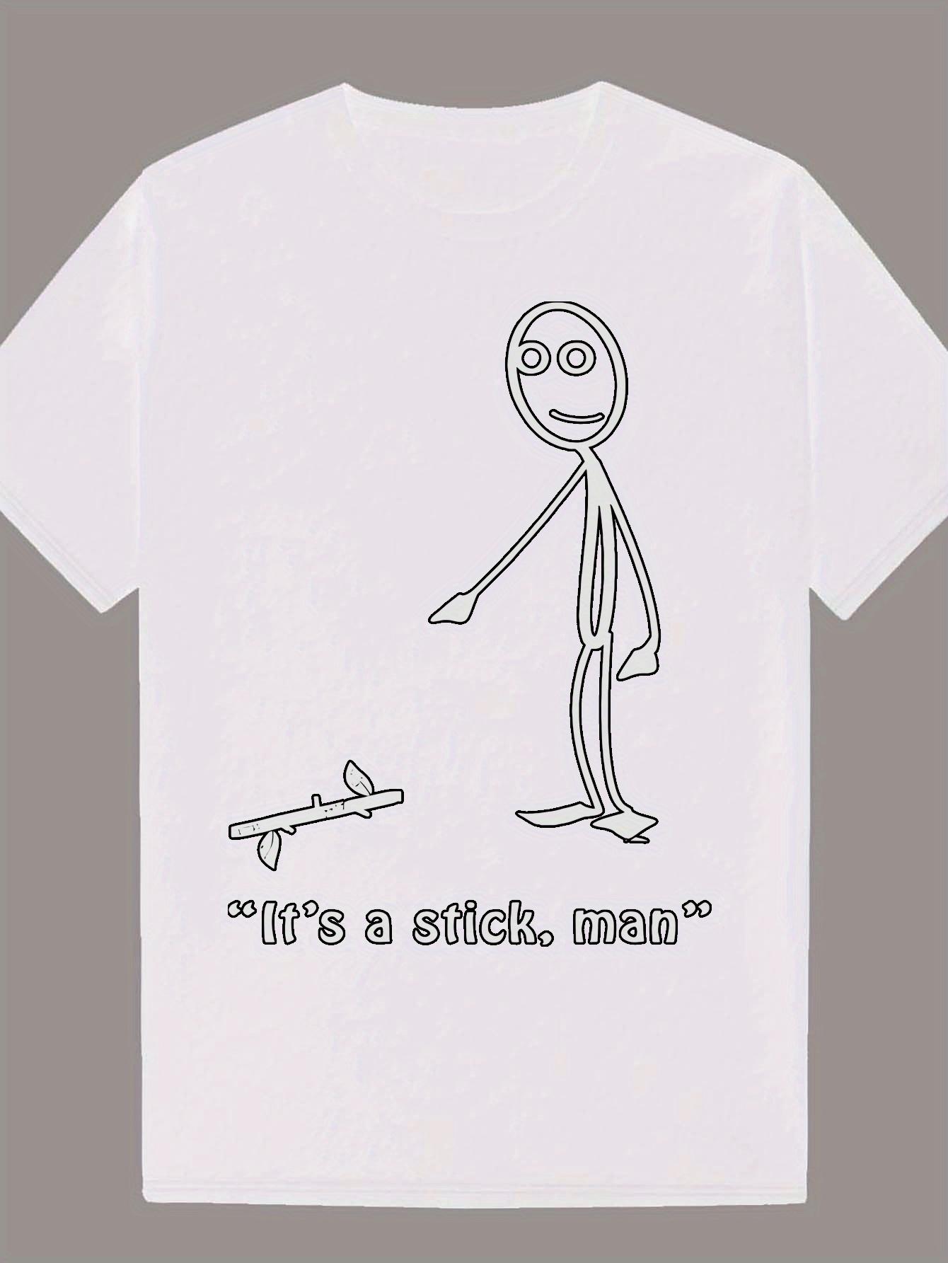 

Humorous It s a Stick for Man Graphic T-shirt - Black Summer Casual Polyester Tee with Round Neck L