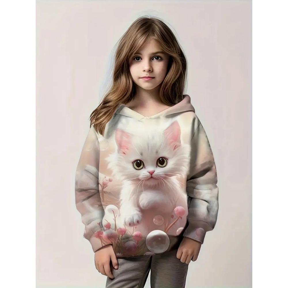 Girls Clothes Hoodies Cute Cat 3D Print Child Sweatshirt Autumn Cartoon Clothes for Children Girl Tops Fashion Children Clothes