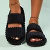 Damen Offene Zehen Plüsch Schwangerschafts Hausschuhe, Dicke Sohle Warme Indoor Outdoor Baumwollschuhe für Alle Jahreszeiten Herbst Winter