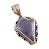 Pierre Précieuse Iolite Naturelle Argent Sterling Massif 925 Pendentif Bicolore 1,50'' A4b51