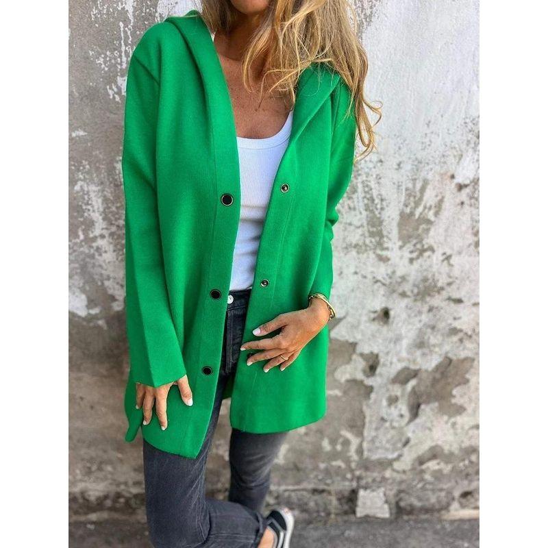 

Solid Casual Single Breasted Hood Jacket Hooded Jacket Green 4XL