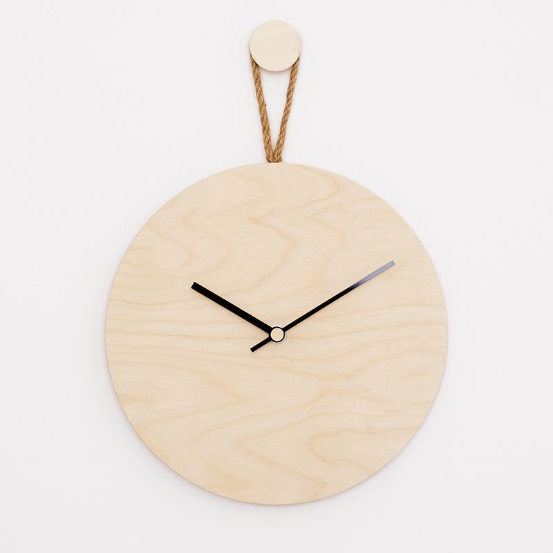Nordic Minimalist Wooden Hemp Rope Wall Clock Creative Wall Hanging Watch Mute Quartz Clock Home Living Room Office Decoration