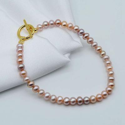 Süßes Perlenarmband AAAA Rundes natürliches lila Süßwasserperlen-Perlenarmband Durchmesser 5 mm Kleines Perlenmädchen-Armband