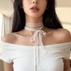 1pcs Cute Sweet Flower Lace Neck Strap Dressing Decoration Korean Style Hair Band Neckerchief Transparent Long Ribbon Head Scarf